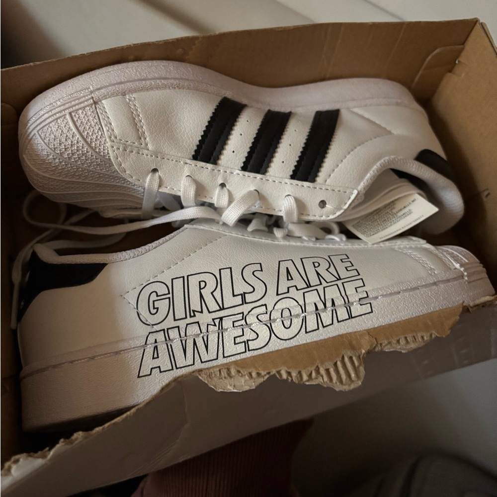 Adidas white girls superstars
